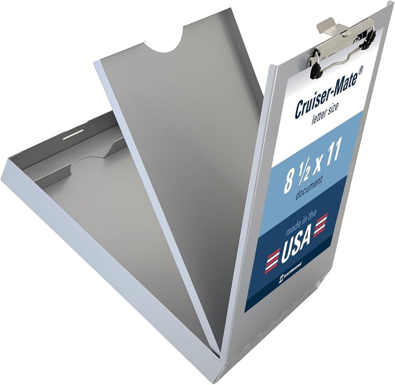 Saunders Metal Clipboard with Storage, Silver Dual Layer Nursing Clipboard Folio, Letter Size Paper Organizer, Slim Steel Clip, Form Holder Clip Board for Office, School & Work - Made in USA - Image 1